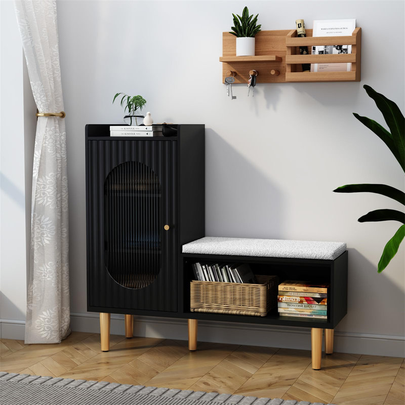 9 Pair Shoe Storage Cabinet, Black