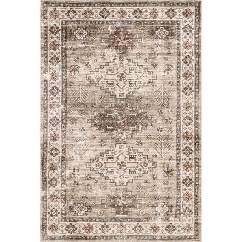 Haskett Distressed Machine Washable Area Rug, Rectangle 6' x 9'