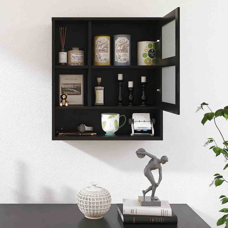 555mm W 613mm H Wall Mounted Required Framed Medicine Cabinet With Mirror And Adjustable Shelf, Black