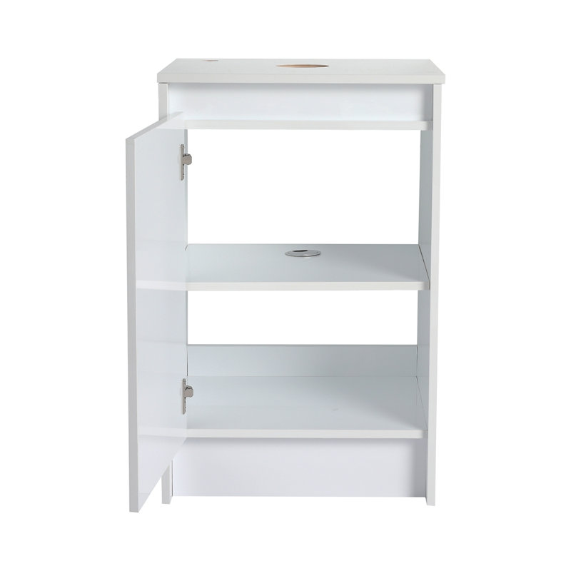 Armoire de salle de bain autoportante 20 po, portes à fermeture douce, blanc brillant (emballage KD) (meuble-lavabo seulement)