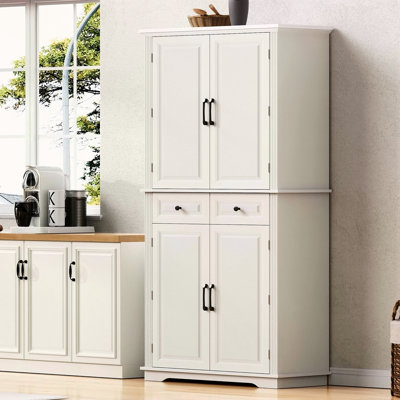 Armoire de cuisine de 71 po de hauteur avec 3 organisateurs coulissants, armoire de rangement Farmhouse