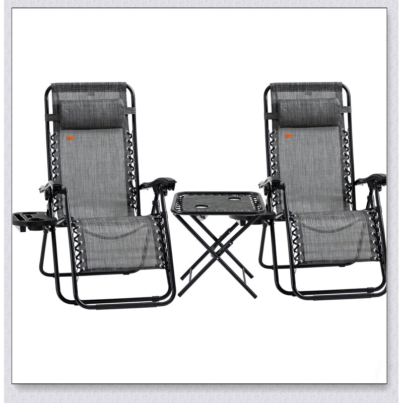 Ensemble de fauteuils zéro gravité avec table d'appoint Outsunny