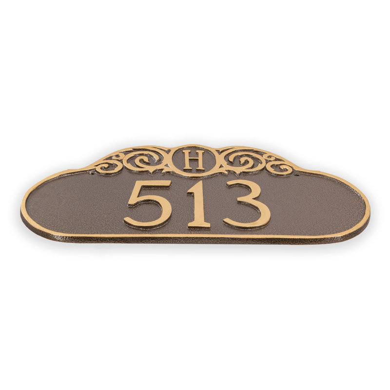 Plaque d’adresse murale sur 1 ligne monogramme, Noir / Argenté