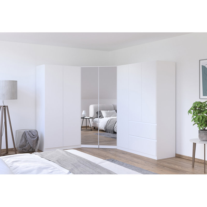 Wardrobe wardrobe set COSTA handle-less front, push-to-open, White/White handles