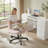 Pink Velvet Cross-Legged Office Chair with Flip-up Armrests, Swivel Criss Cross Executive Desk Chair with 2 Side Pockets, Modern Vanity & Computer Chair with Wheels-117671834-130973134