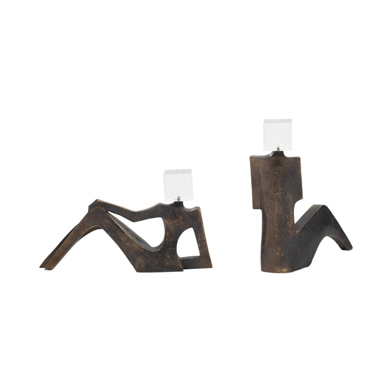 Dondria 2 Pieces Paranassus Statuary With Crystal Cubes