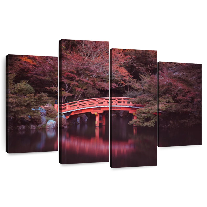 Lilie en automne au pont de Kyoto, H 54 po x l 84 po
