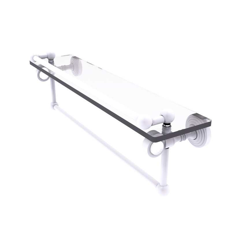 Étagère murale en verre Jarrell, H 5,5 po x l 22 po x p 6,8 po, Blanc mat