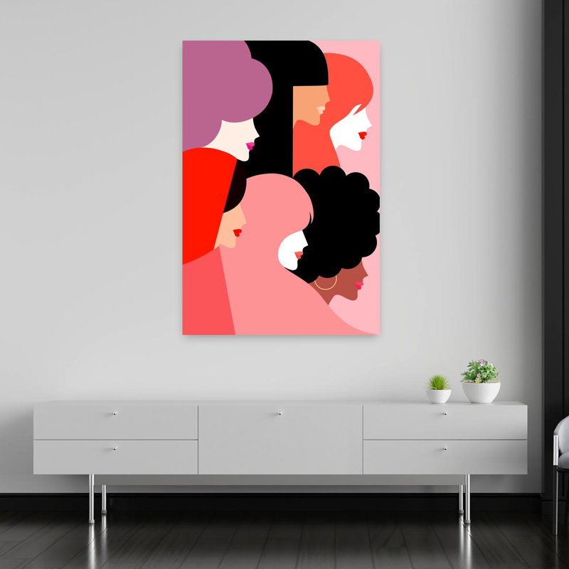 Profils de femmes diverses - Affiche murale moderne, minimaliste et colorée, 60" H x 40" W