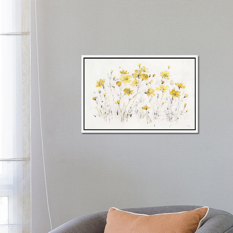 Wildflowers I Bright Yellow by Lisa Audit - Print on Canvas, White Framed, 66.04 cm H x 45.72 cm W