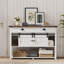 Console Farmhouse avec portes de grange coulissantes et 2 tiroirs, table d'entrée rustique pour salon, couloir, vestibule, table de canapé avec tablette réglable et rangement ouvert, design industriel