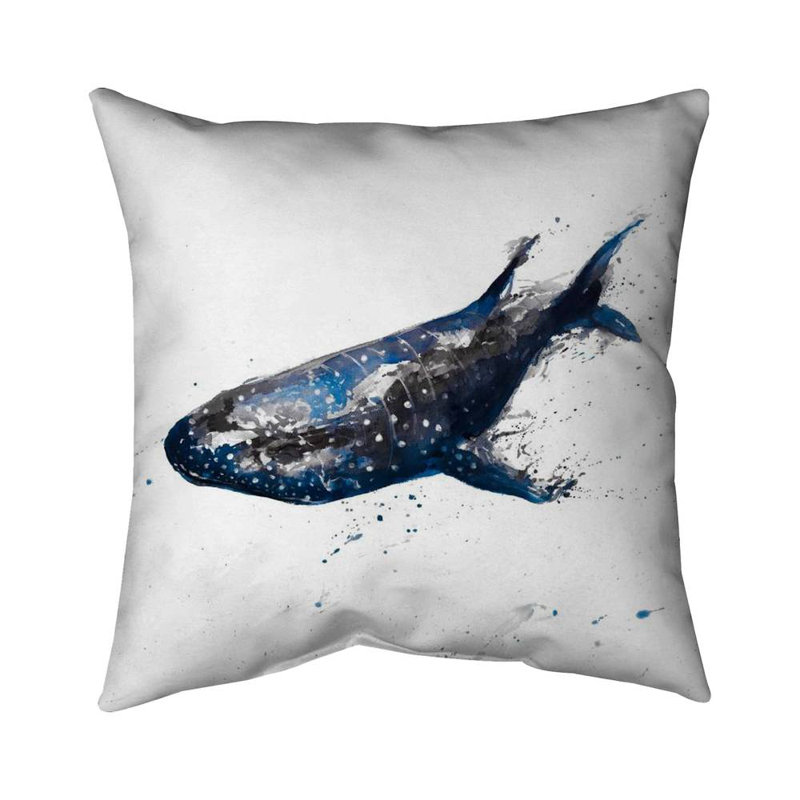 Abstract Whale Shark Blue Marine Pillow - Aquatic – Outdoor Throw Pillow with Insert, Weather-Resistant, Square 16"