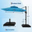 Parasol romain 10 x 10 pi avec manivelle à DEL avec croix et base lestée turquoise