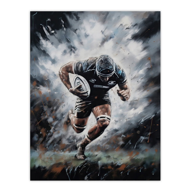 Wall Art Print Rugby Forward Powering Through Action Artwork Rugby Fan Cave Poster