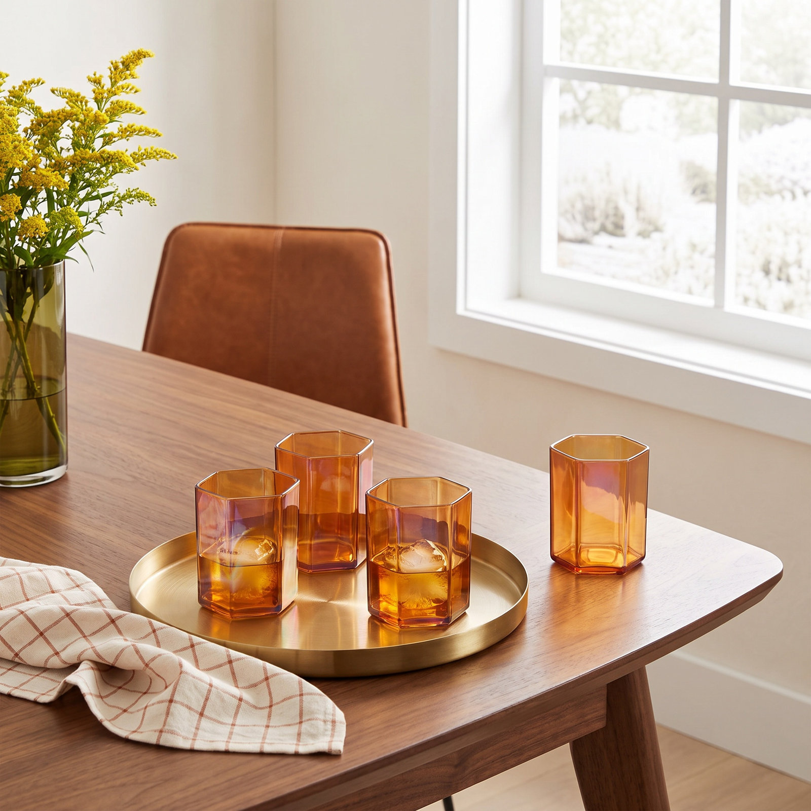 Helix Crystal Drinking Glass, Orange