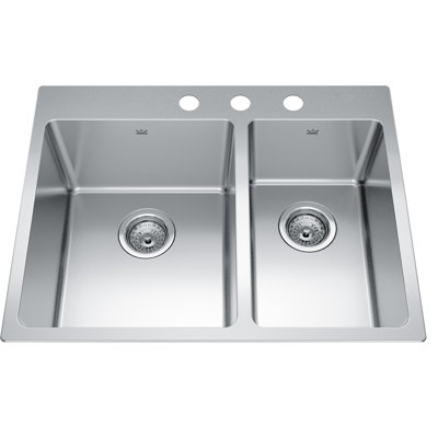 Brookmore 26.94'' L Double Bowl Stainless Steel Kitchen Sink