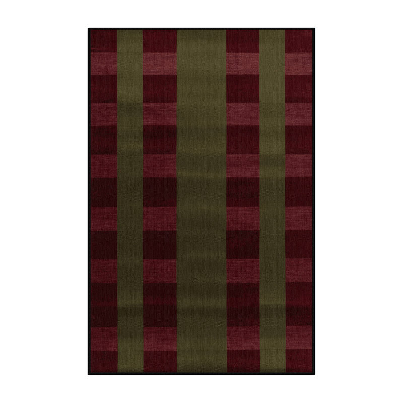 Machine Washable Checkered Brown Area Rug, Rectangle 2' x 3'