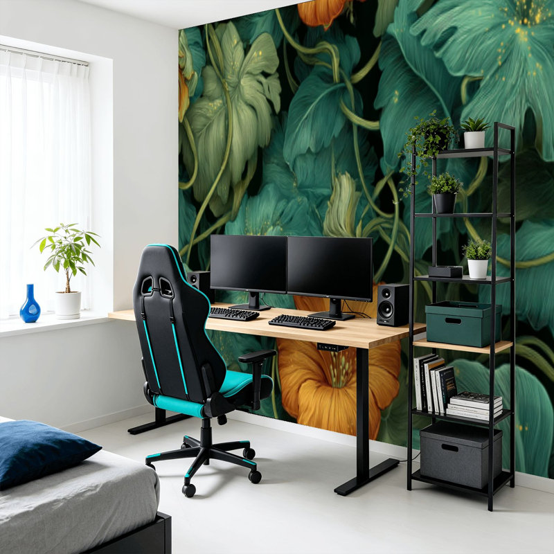 Papier peint adhésif pelez et collez, art mural botanique de la jungle Maximalist, adhésif et amovible