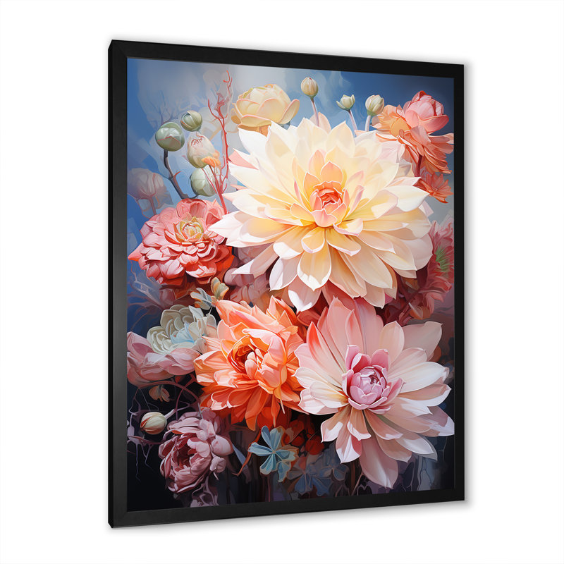 «Gullerson Colorful Succulent Romantic Impression I», reproduction sur toile, H 20 po x l 12 po x P 1 po, Cadre photo noir