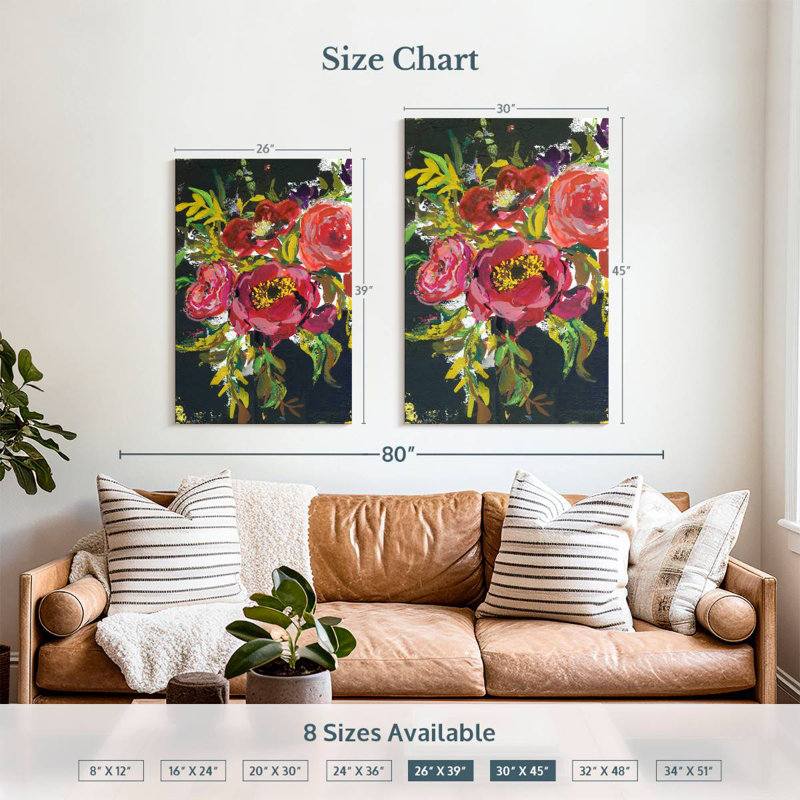 Bouquet abstrait Harnek en noir, H 39 po x l 26 po