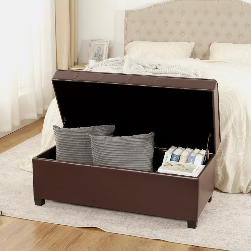 Banc de rangement avec repose-pieds 40 po, Espresso