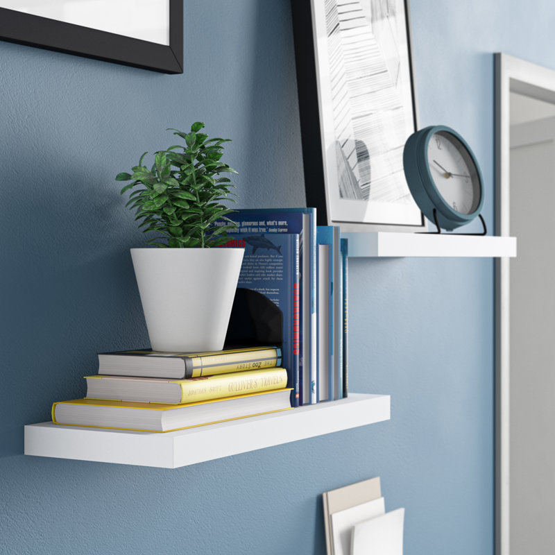 Solid Wood Floating Shelf, White