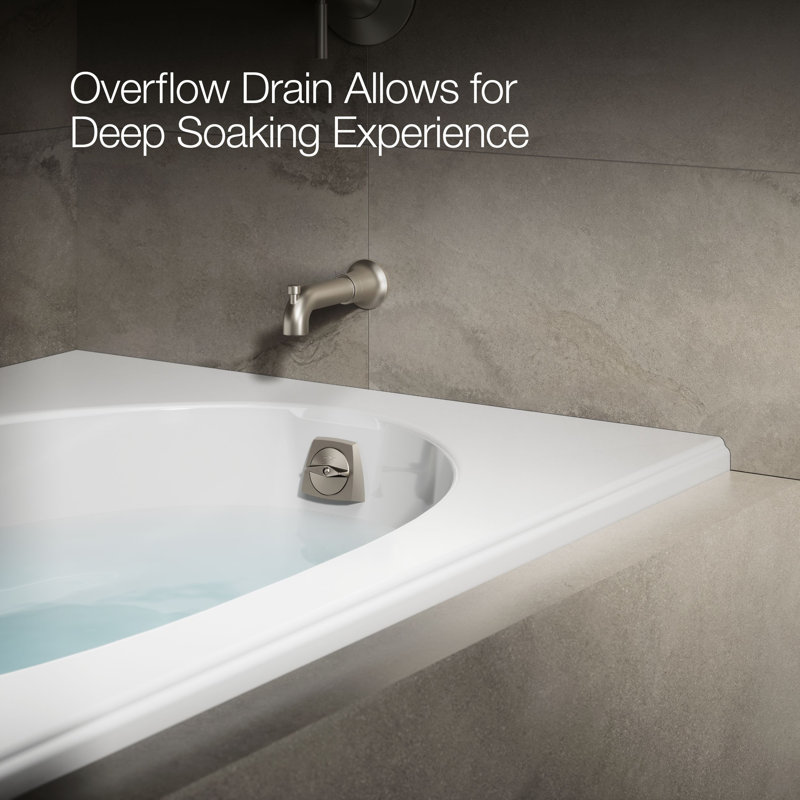 60" x 42" Drop In Soaking Bathtub, White, Right