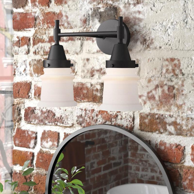 Éclairage pour meuble-lavabo à 2 lumières à intensité variable Gayle, Noir mat, Blanc mat