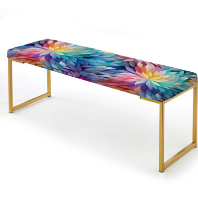 Renewed Energy Mediation - Geometric Upholstered Gold Bench