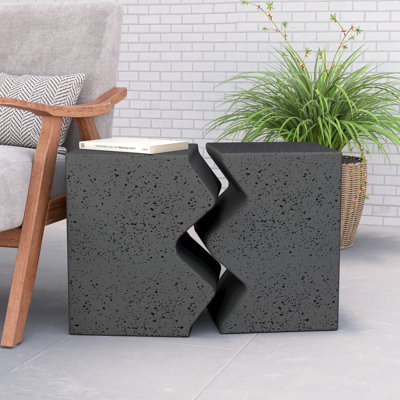 Alyasia Rectangular Concrete Outdoor Side Table