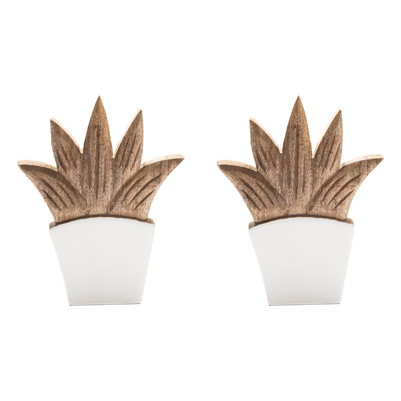 Ensemble de 2 décorations en aloès avec vase en bois de manguier Haight
