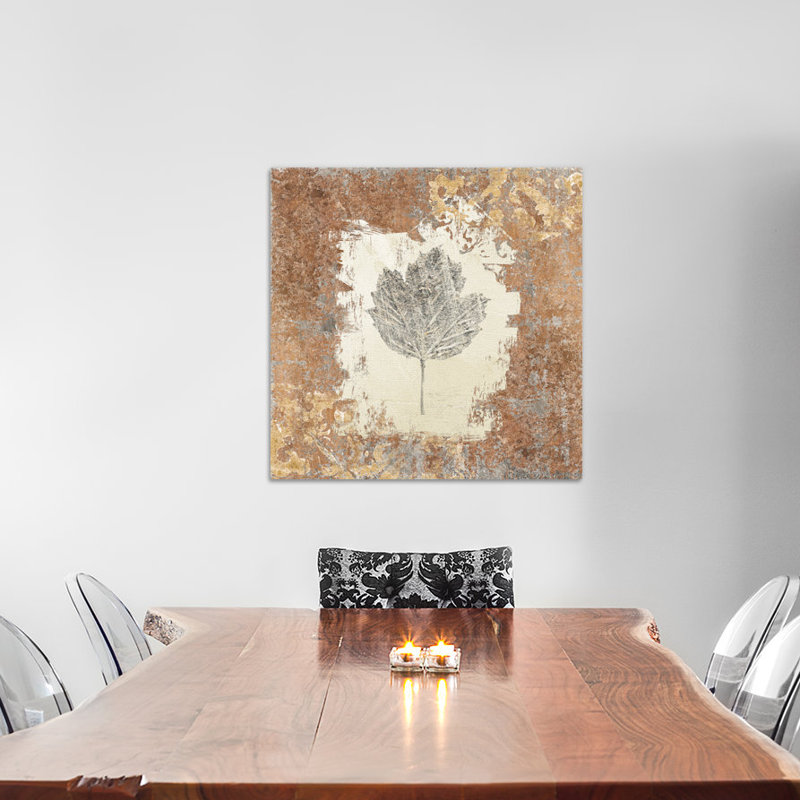 « gilded leaf v », impression sur toile tendue, H 18 po x l 18 po x P 1,5 po