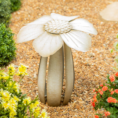Statue de jardin crème en métal, 17 po