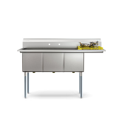 Évier de cuisine en acier inoxydable encastrable L 63 po x l 21 po