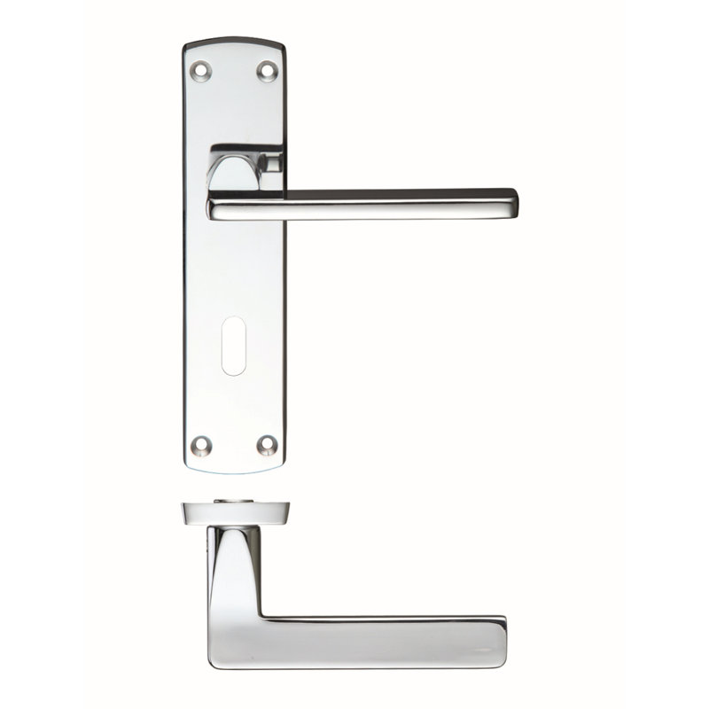 Leon Lock Door Handle, Polished Chrome