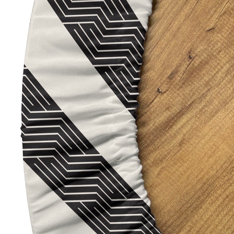 Modern Fitted Round Tablecloth Eggshell and Charcoal Grey, 51.97" Round