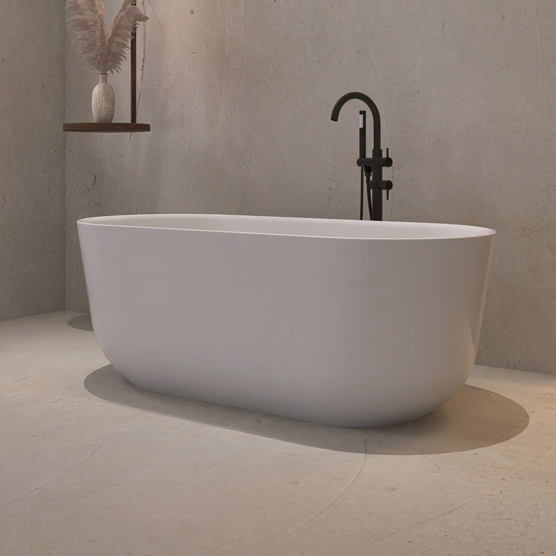 59" Freestanding Soaking Acrylic Bathtub