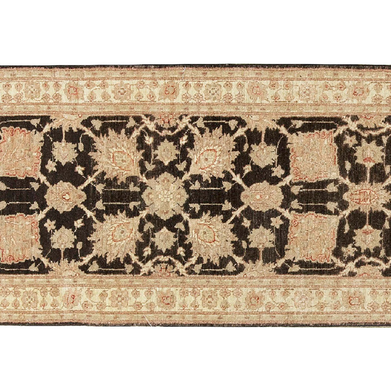 Wool Oriental Area Rug in Black/Cream