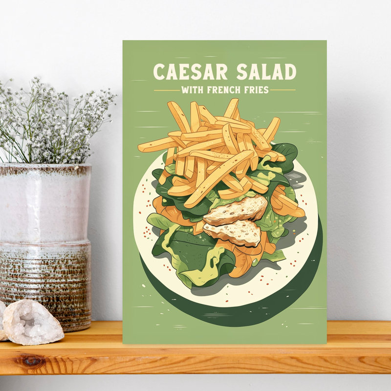 «Caesar Salad with Fries», art mural rétro, H 18 po x l 12 po