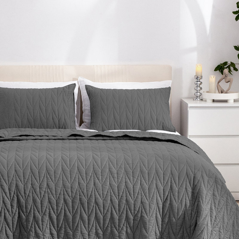 Cotton Quilt, G-dark Gray, Full/Queen + 2 Standard Shams