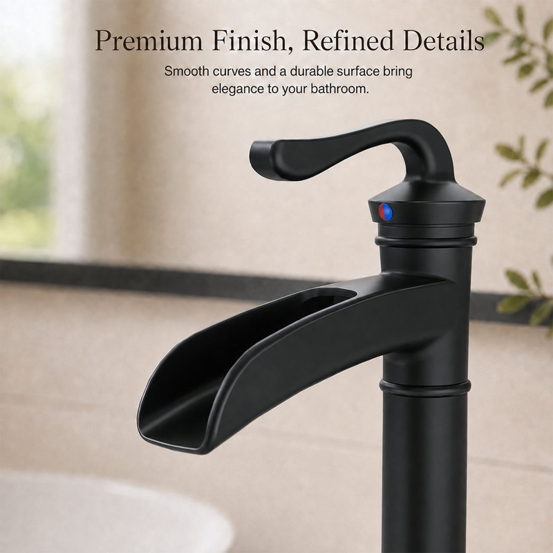 Single-handle Bathroom Faucet with Drain Assembly, Matte Black