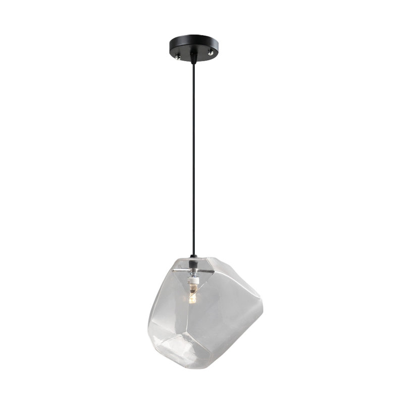 Darah - Light Matte Black Geometric Pendant, Clear
