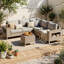 Ensemble de conversation modulaire d'extérieur 6 pièces pour patio avec tables d'appoint encastrées de 7,7 po de largeur, siège profond, osier en PEHD et table basse-129058243-129058245