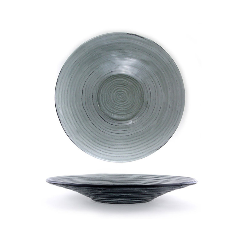Diamètre de la vaisselle en verre: H 17,75 po: 3 po Bol rond en verre gris anthracite, Gris