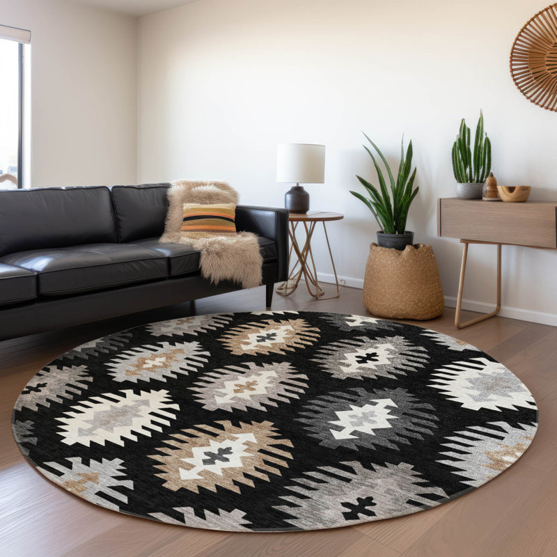 Tapis Chayden avec envers antidérapant, Rond 8 pi