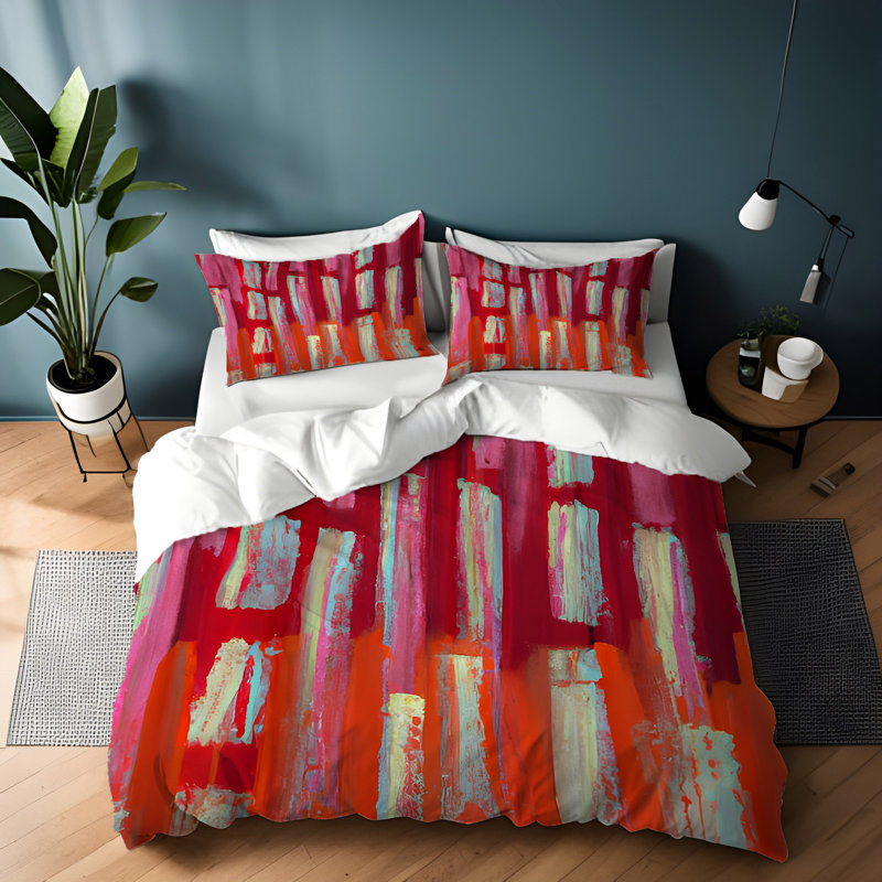 Polyester Abstract Duvet Cover, King Duvet Cover + 2 King Shams