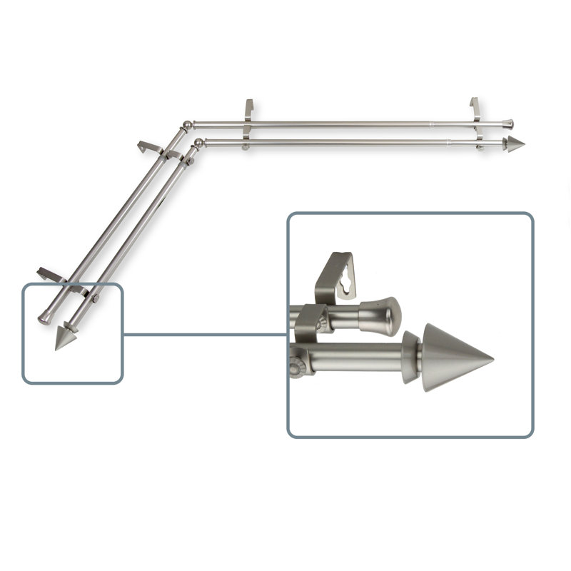 Tringle à rideaux double réglable 0,75 po McLoud, H 28 po x l 48 po, Nickel satiné