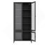 Grande armoire de rangement en métal avec 4 portes vitrées et 5 tablettes latérales