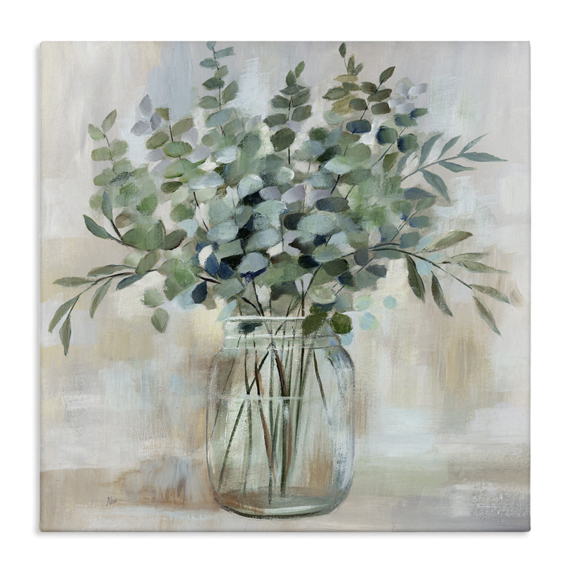 Eucalyptus Herb Arrangement in Rustic Jar Canvas Art