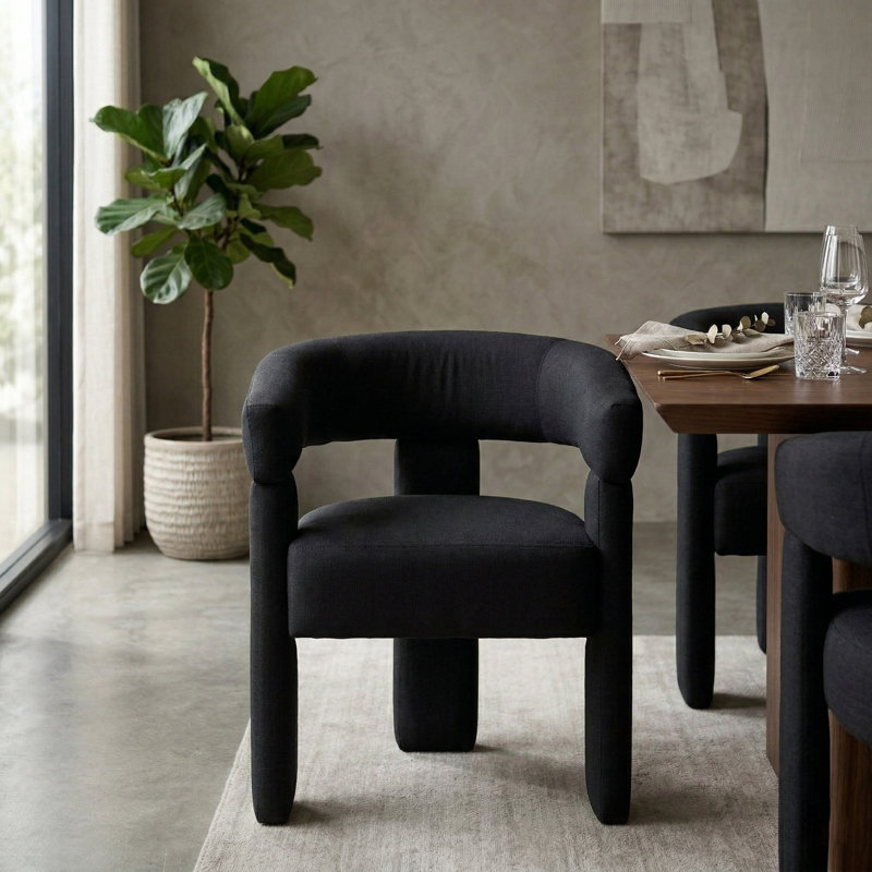 Chaise légère et luxueuse en velours, Noir